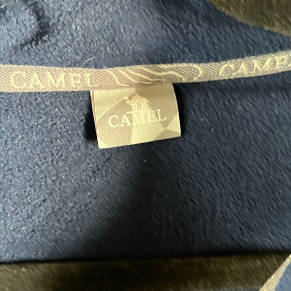 Vintage Camel Cigarette Jacket Mens L Blue Flannel Lined Full Zip Snap Coat Hood - Picture 12 of 16